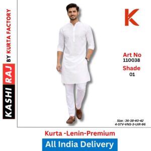 Kurta Factory Linen Super White Kurta 110038