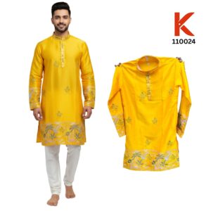 Hevvy embroidery Men’s Kurta 110024 Haldi