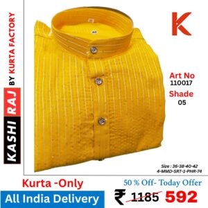 Cross Line Kurta 110017 Haldi Kurta
