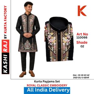 Premium Classic Embroidered Kurta Payjama for Men 110066