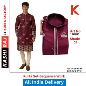 Premium Sequence Work Kurta Payjama for Men 110071