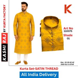 Premium Satin Thread Kurta Payjama for Men 110075