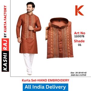 Premium Hand Embroidery Kurta Payjama for Men 110078